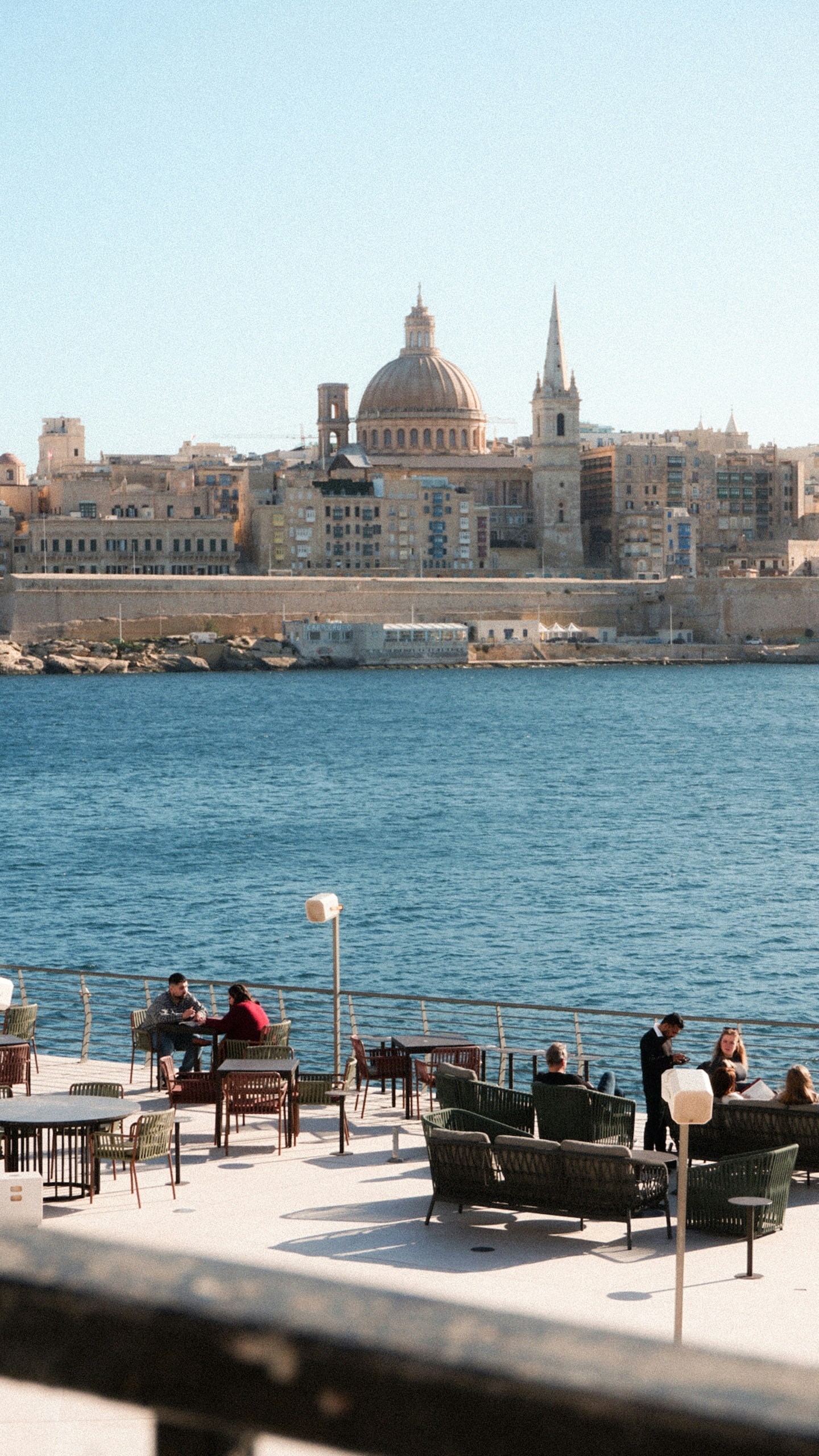 Hospitality and tourism setting overlooking Valletta waterfront in Malta, representing HR consultancy support for hotels, restaurants and service organisations.